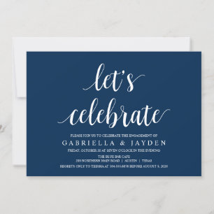Invitación Rustic moderno, guión azul de la marina, Partido d