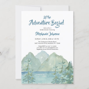 Invitación Rustic Mountain Adventure Watercolor Bridal Shower
