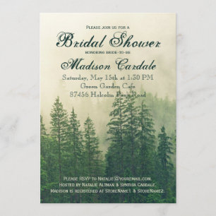 Invitación Rustic Mountain Forest Pine Trees la ducha nupcial