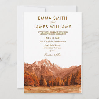 Invitación  Rustic mountain watercolor  Wedding Invitation 