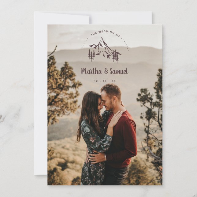 Invitación Rustic Mountains Landscape Romantic Photo Wedding (Anverso)