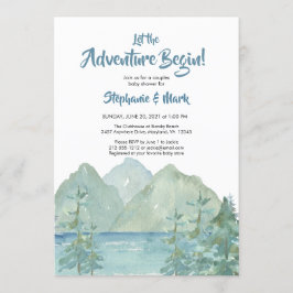 Invitación Rustic Mountains Watercolor Adventure Baby Shower