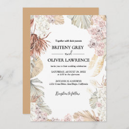 Invitación Rustic Neutral Boho Floral Wedding