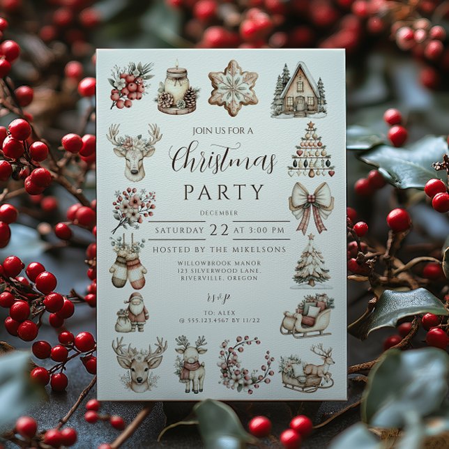 Invitación Rustic Neutral Christmas Celebration (Subido por el creador)