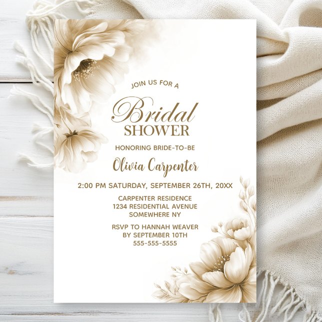 Invitación Rustic Neutral Floral Bridal Shower (Subido por el creador)