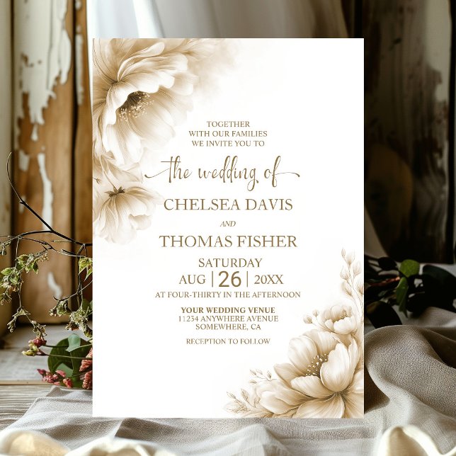 Invitación Rustic Neutral Floral Wedding (Subido por el creador)