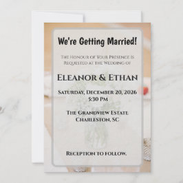 Invitación Rustic Neutral White Rose Burlap Mason Jar Wedding