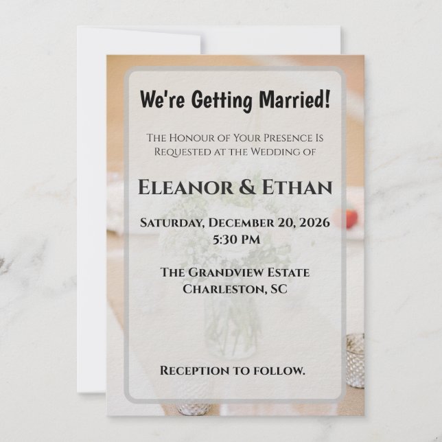 Invitación Rustic Neutral White Rose Burlap Mason Jar Wedding (Anverso)