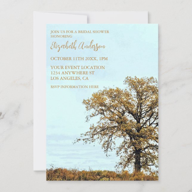 Invitación Rustic Oak Tree Autumn Bridal Shower (Anverso)