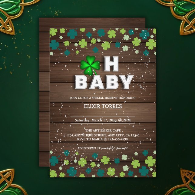 Invitación Rustic Oh Baby St. Patrick's Day Baby Shower (Subido por el creador)