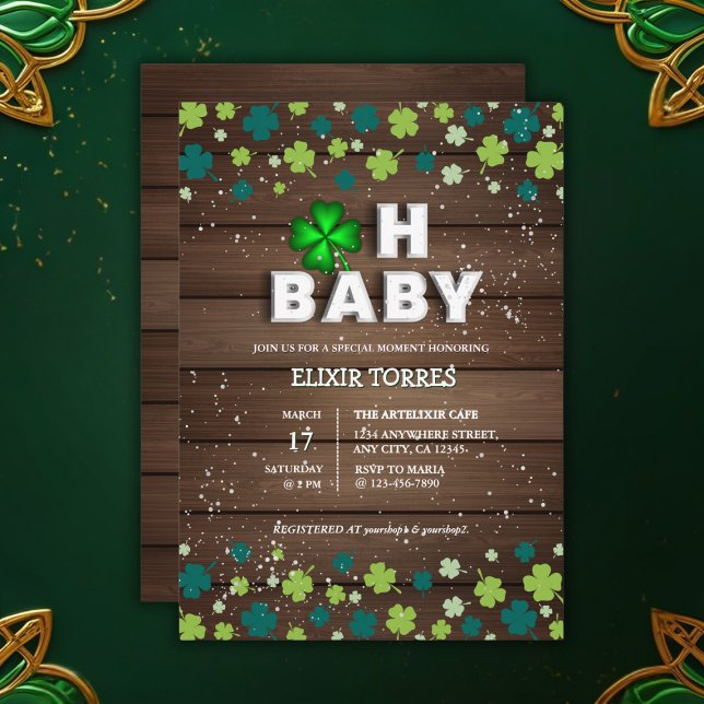 Invitación Rustic Oh Baby St. Patrick's Day Baby Shower (Subido por el creador)