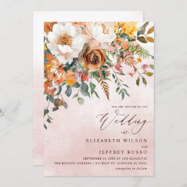 Invitación Rustic Orange Floral Fall Wedding