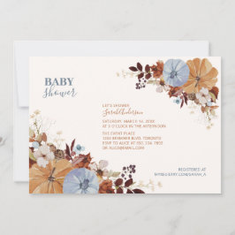 Invitación Rustic Otoño Floral Blue a Baby Shower