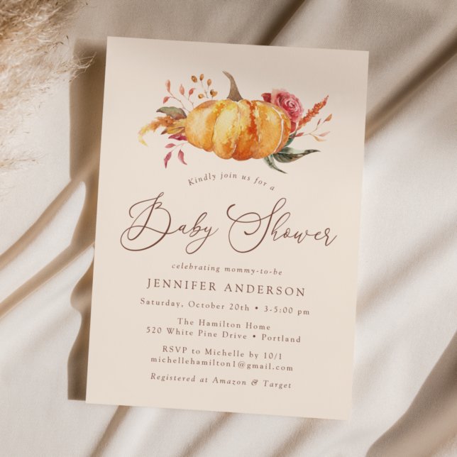 Invitación Rustic Otumn Floral Pumpkin Baby Shower (Subido por el creador)