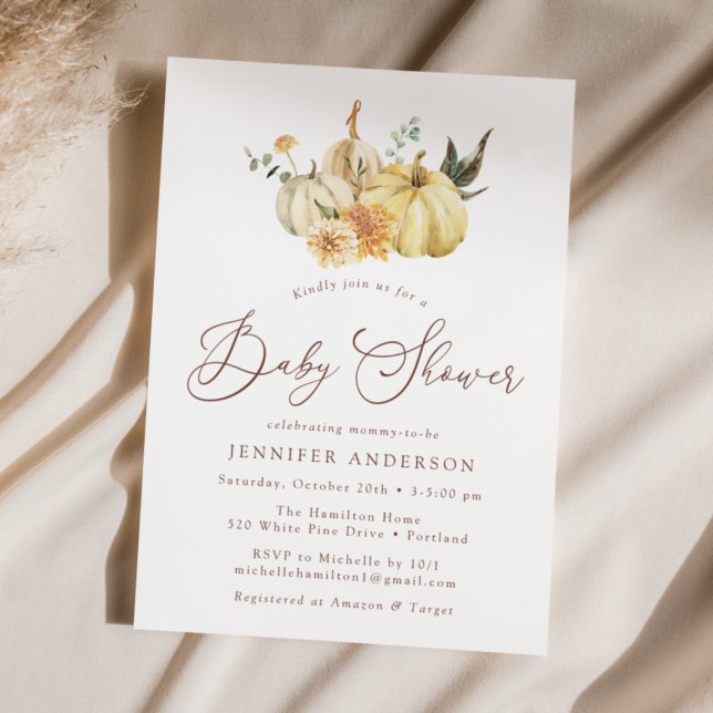 Invitación Rustic Otumn Floral Pumpkin Baby Shower (Subido por el creador)