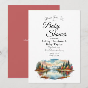 Invitación Rustic Otumn Lakeside Forest Baby Shower