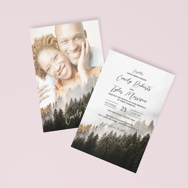 Invitación ©Rustic Otumn Woodland Forest Pine Photo Boda (Subido por el creador)