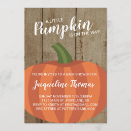 Invitación Rustic Otumt Fall Pumpkin Baby Shower