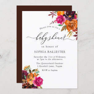 Invitación Rustic Otumt Watercolor Floral Baby Shower