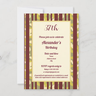 Invitación Rustic Outdoor Stripe Pattern Any Age Birthday