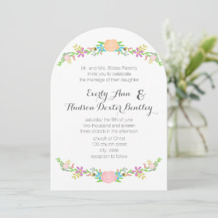 Invitación Rustic Peach Pink Aqua Die Cut Garland Wedding