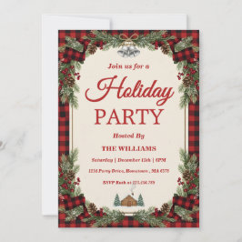 Invitación Rustic Pine & Plaid Holiday Party
