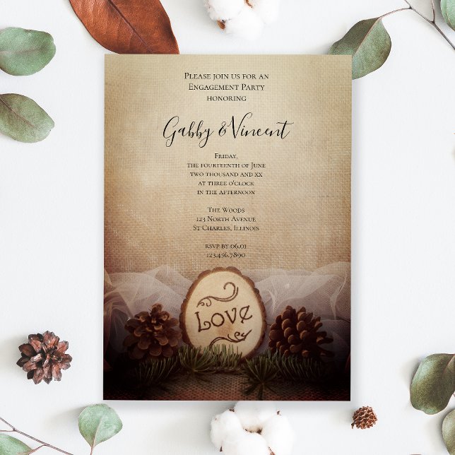 Invitación Rustic Pines Woodland Engagement Party (Subido por el creador)