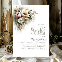 Invitación Rustic Pink and Orange Floral Bridal Shower