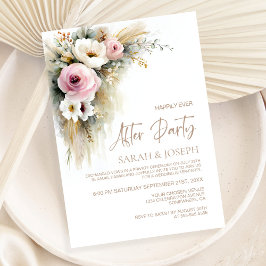 Invitación Rustic Pink and White Floral Wedding After Party