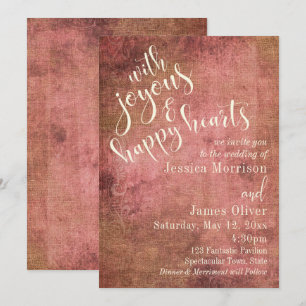 Invitación Rustic Pink & Burlap Tipografía Vintage Boda 3