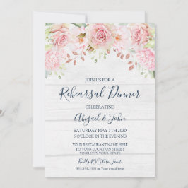 Invitación Rustic Pink Floral Spring Rehearsal Dinner