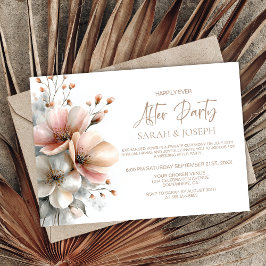 Invitación Rustic Pink Floral Wedding After Party