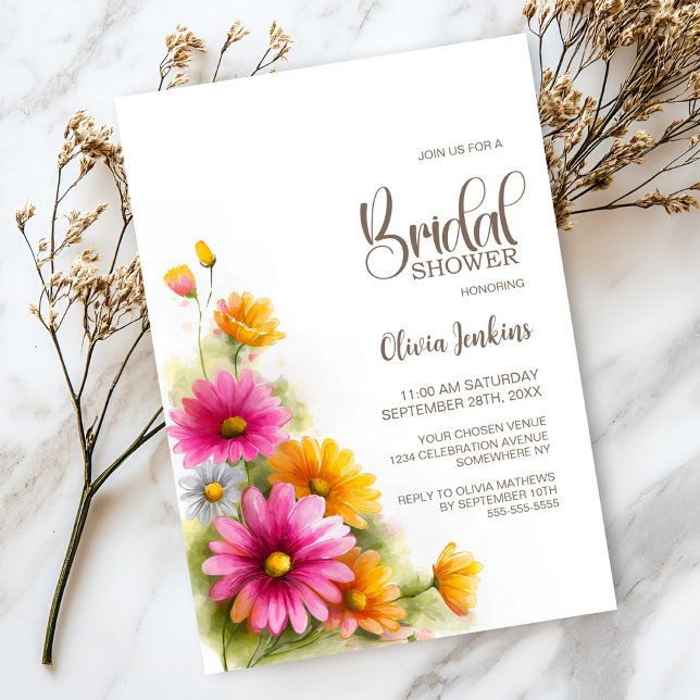 Invitación Rustic Pink Orange Floral Bridal Shower (Subido por el creador)