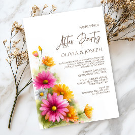 Invitación Rustic Pink Orange Floral Wedding After Party