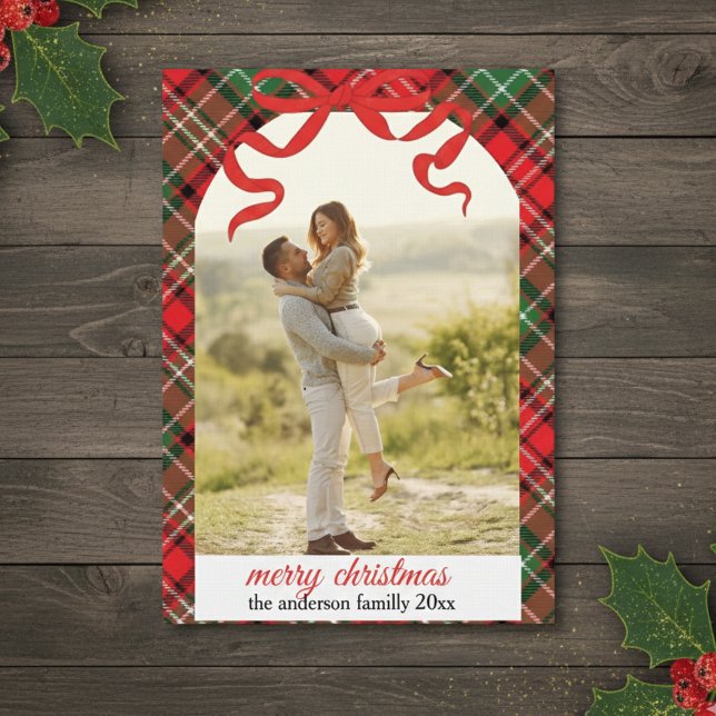 Invitación Rustic Plaid Christmas Photo Card (Subido por el creador)