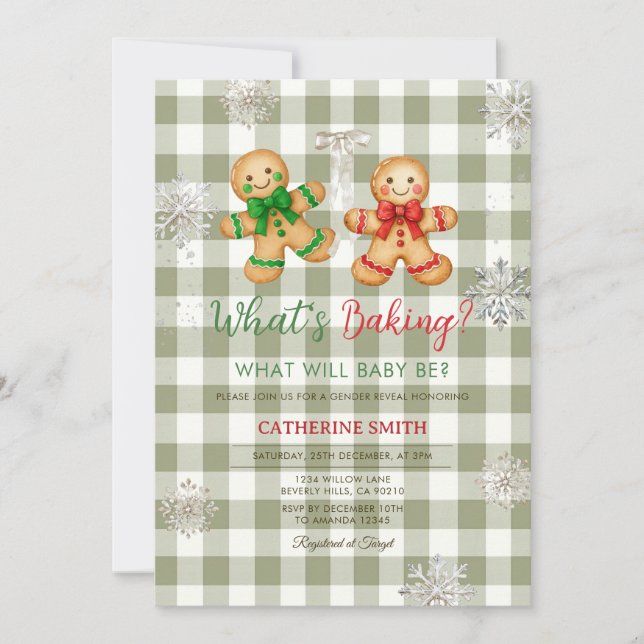 Invitación Rustic Plaid Gingerbread Snowflake Baby Shower (Anverso)
