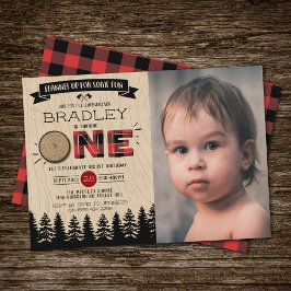 Invitación Rustic Plaid Lumberjack Boys 1er cumpleaños foto