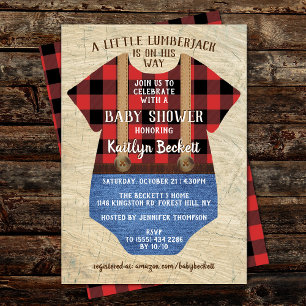 Invitación Rustic Plaid Lumberjack Boys Baby Shower