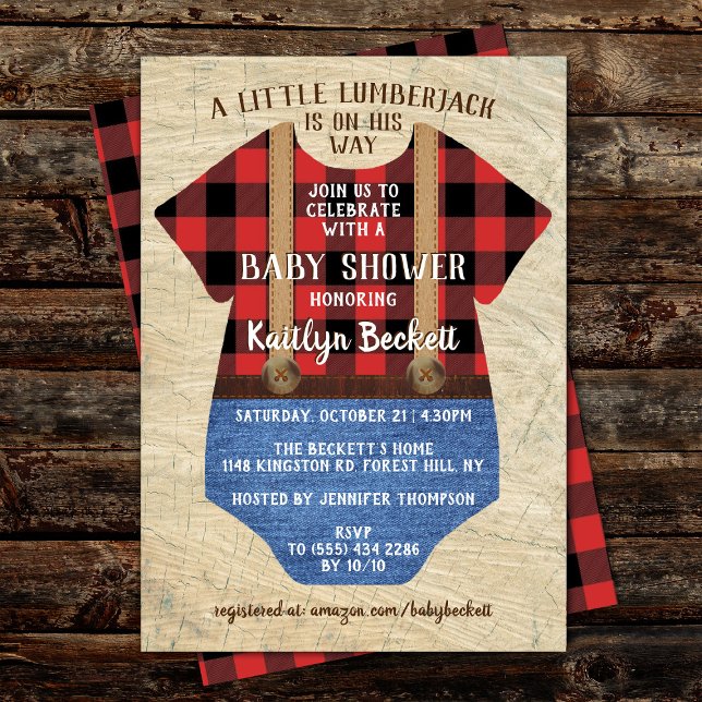 Invitación Rustic Plaid Lumberjack Boys Baby Shower (Subido por el creador)