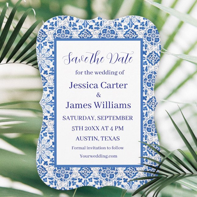 Invitación Rustic Portuguese Tiles Mediterranean Wedding (Subido por el creador)