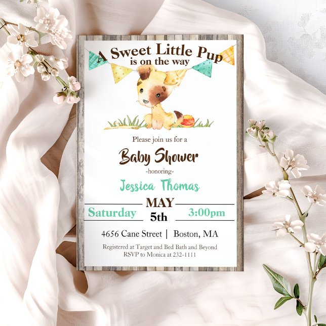 Invitación Rustic Puppy Dog Boy Baby Shower (Subido por el creador)