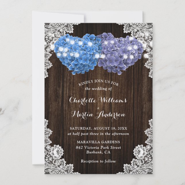 Invitación Rustic Purple and Blue Floral Wedding Invitation (Anverso)