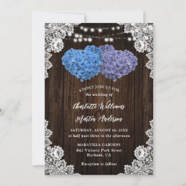 Invitación Rustic Purple and Blue Floral Wedding Invitation