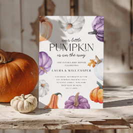 Invitación Rustic Purple Orange White Pumpkin Baby Shower