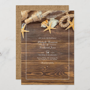 Invitación Rustic QR Code RSVP Beach Wedding