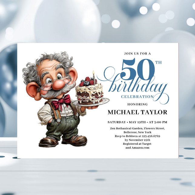 Invitación Rustic Quirky Man 50th Birthday Whimsical Humor  (Rustic Quirky Man 50th Birthday Whimsical Humor Invitation

)