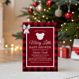 Invitación Rustic Red Plaid Merry Little Baby Shower