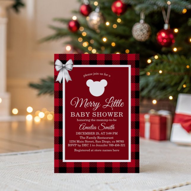 Invitación Rustic Red Plaid Merry Little Baby Shower (Subido por el creador)