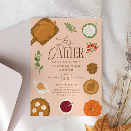 Invitación Rustic reunamos la fiesta de la cena de Acción de 