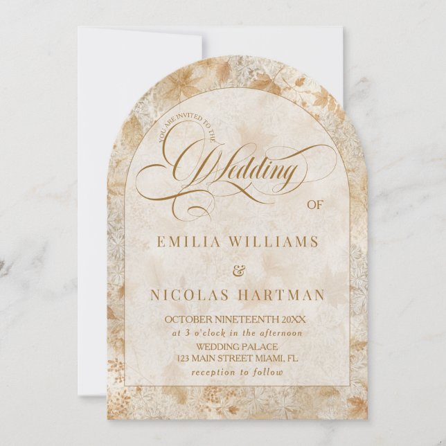 Invitación Rustic Romantic Fall All In One Wedding (Anverso)